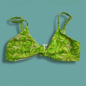 BlackBough Womens Floral Retro Bikini Swim Top Size Small Green Mojito